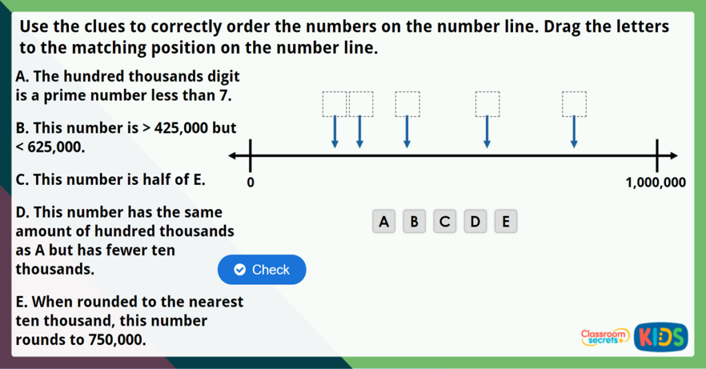 Year 5 Compare and Order to a Million Challenge