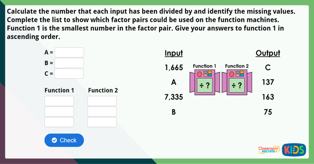 Year 6 Division Using Factors Challenge