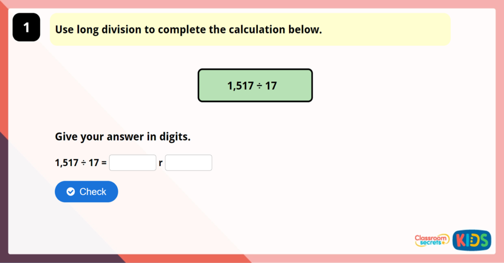 Year 6 Long Division 4 Game
