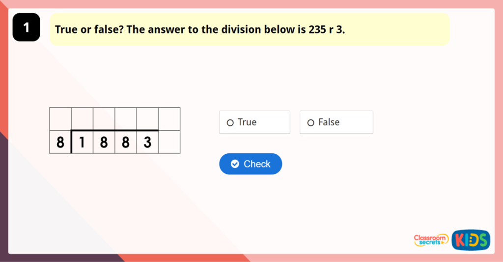 Year 6 Short Division Game