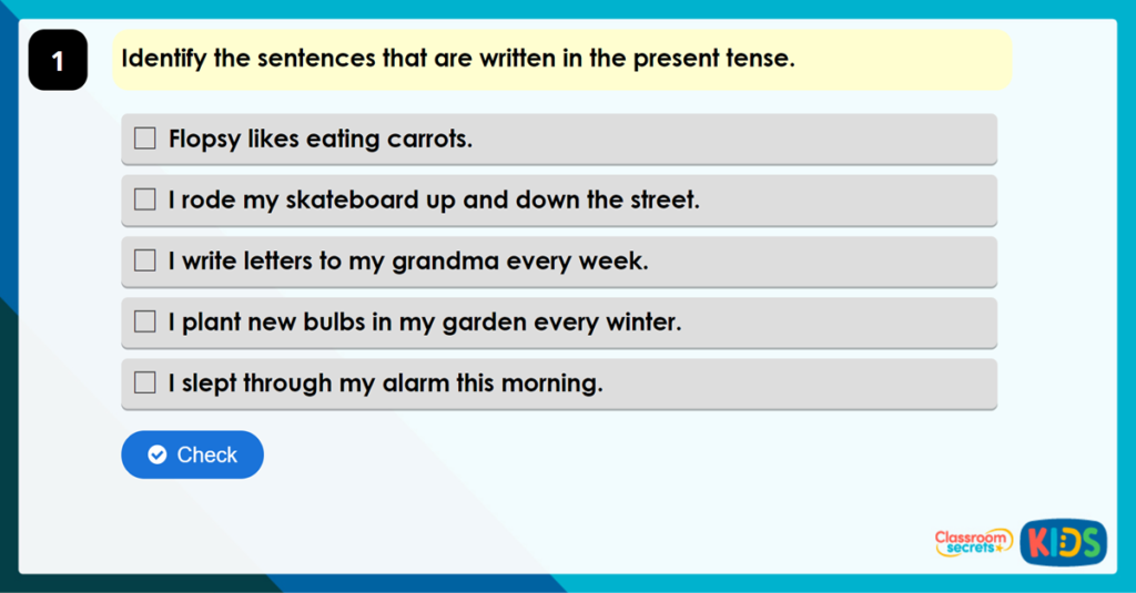 Year 4 Present Tense Game