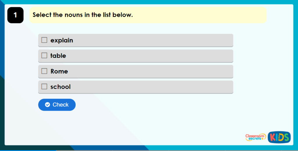 Year 3 Types of Nouns Game