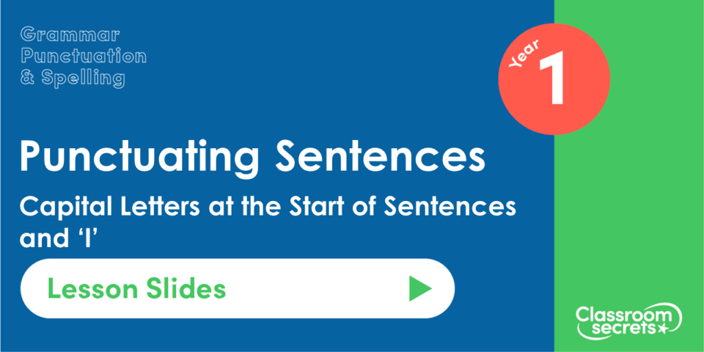 Capital Letters at the Start of Sentences and ‘I’ Year 1 Lesson Slides