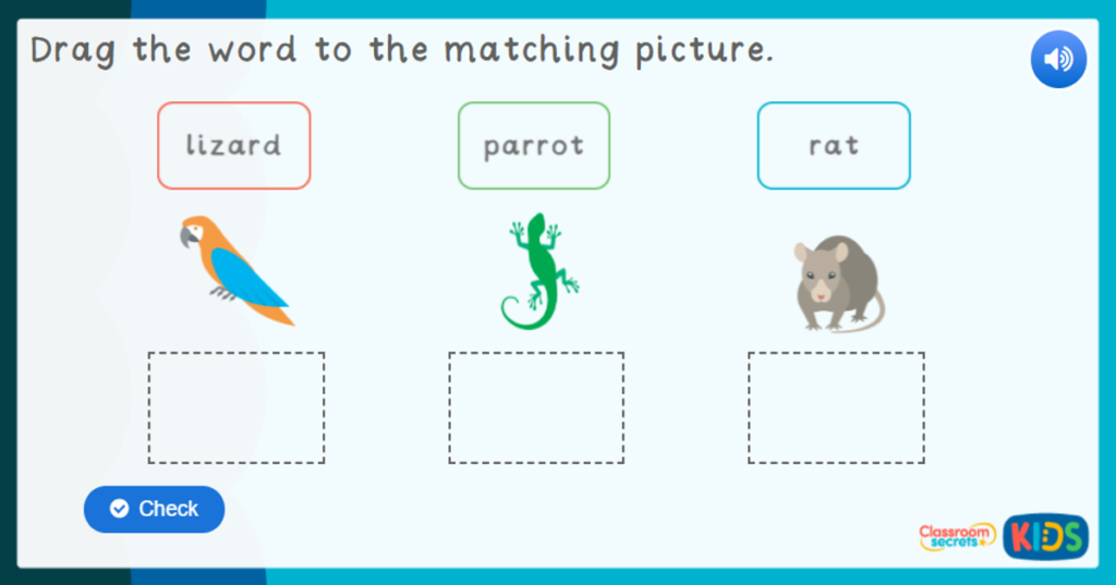 Reception Pets Labelling Game