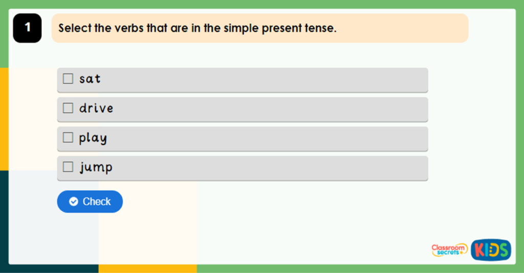 Year 2 Recognising SImple Past and Present Tense Game