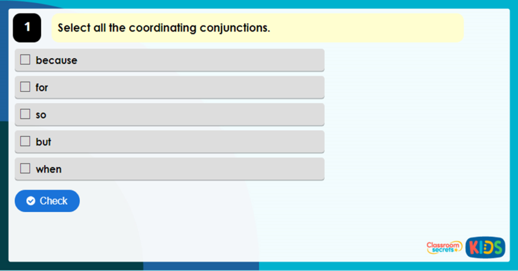 Year 3 Coordinating Conjunctions Game