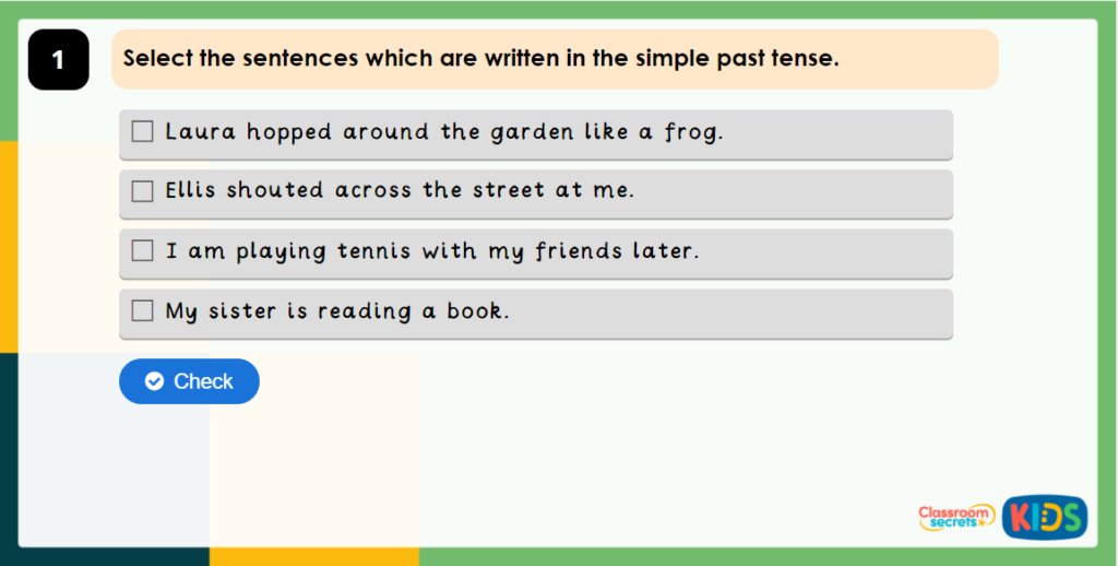 Year 4 Past Tense Prior Learning Game