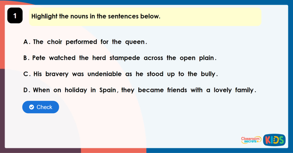 Year 6 Identifying Word Classes Game