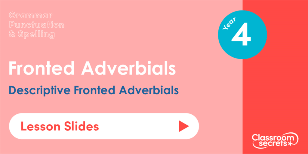 Descriptive Fronted Adverbials Year 4 Lesson Slides Image