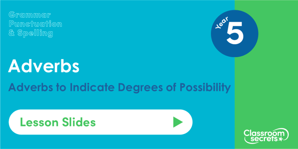 Year 5 Adverbs to Indicate Degrees of Possibility Lesson Slides