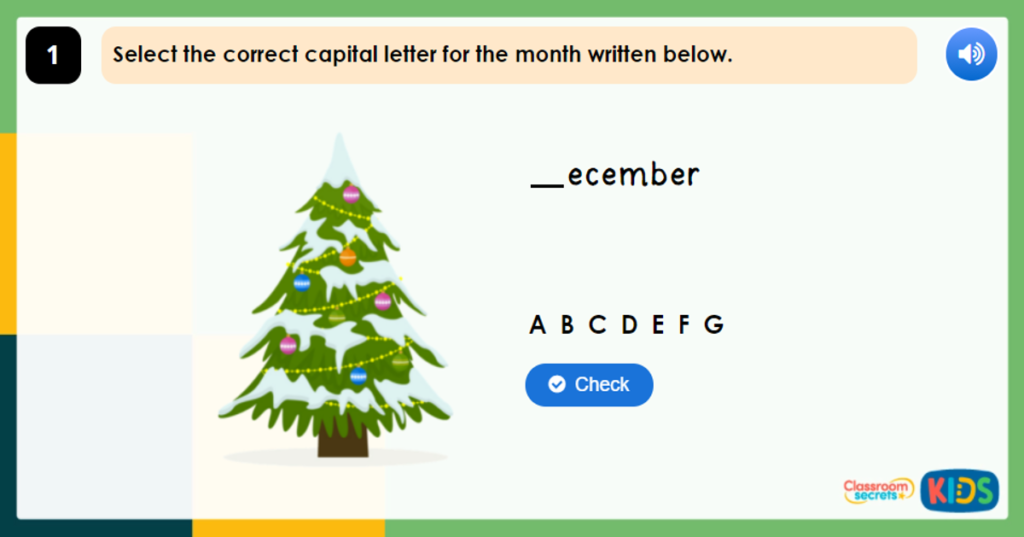 Year 1 Capital Letters for Months Game