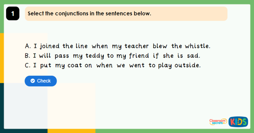 Year 2 Recognising and Using 'when' and 'if' Game