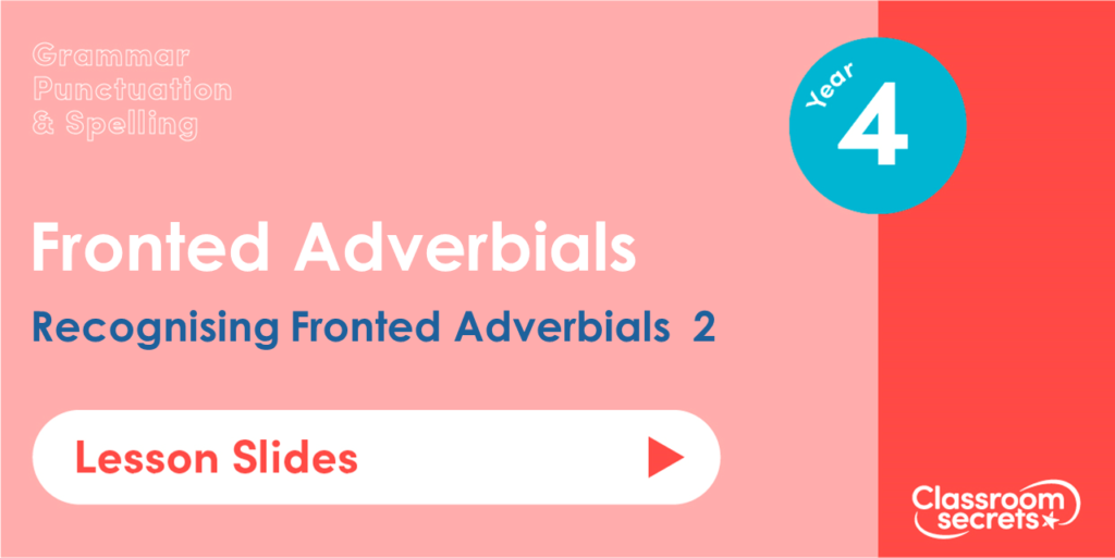 Recognising Fronted Adverbials 2 Year 4 Lesson Slides Image