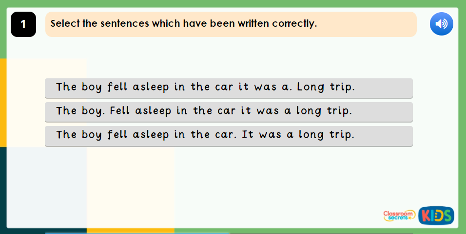 Year 1 Recognising Sentences Game