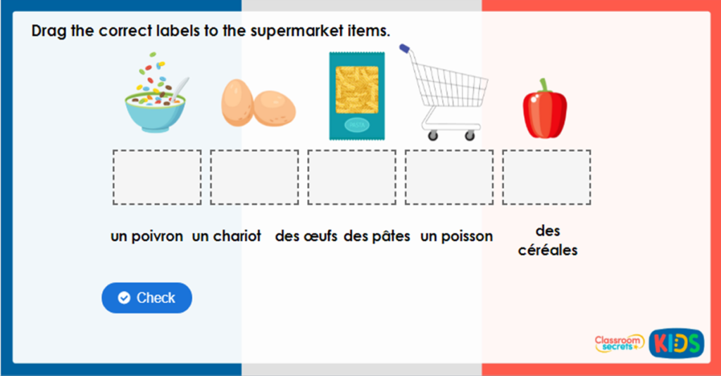Year 4 French at the Supermarket Game